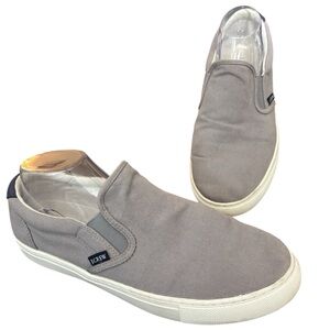 J Crew Mens Shoes Size 9 Slip On Canvas Sneaker Boat Shoes Grey